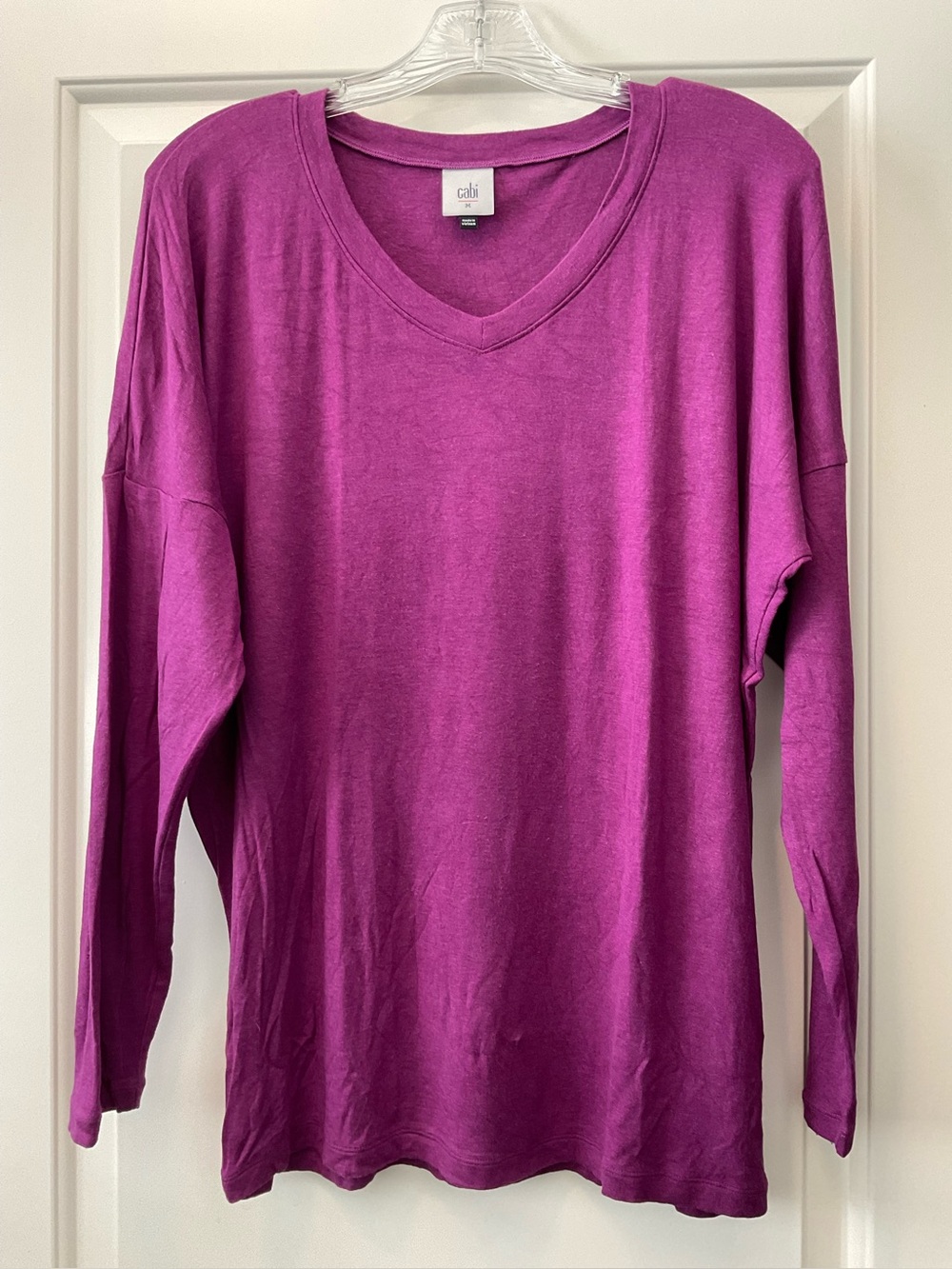 cabi Serenity Magenta V-Neck Long Sleeve Top